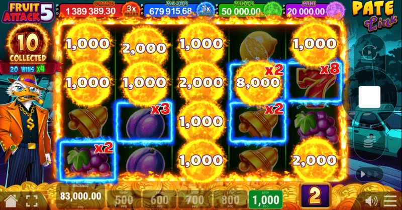 Fruit Attack 5 Pate Link - game screen in the Pate Link round